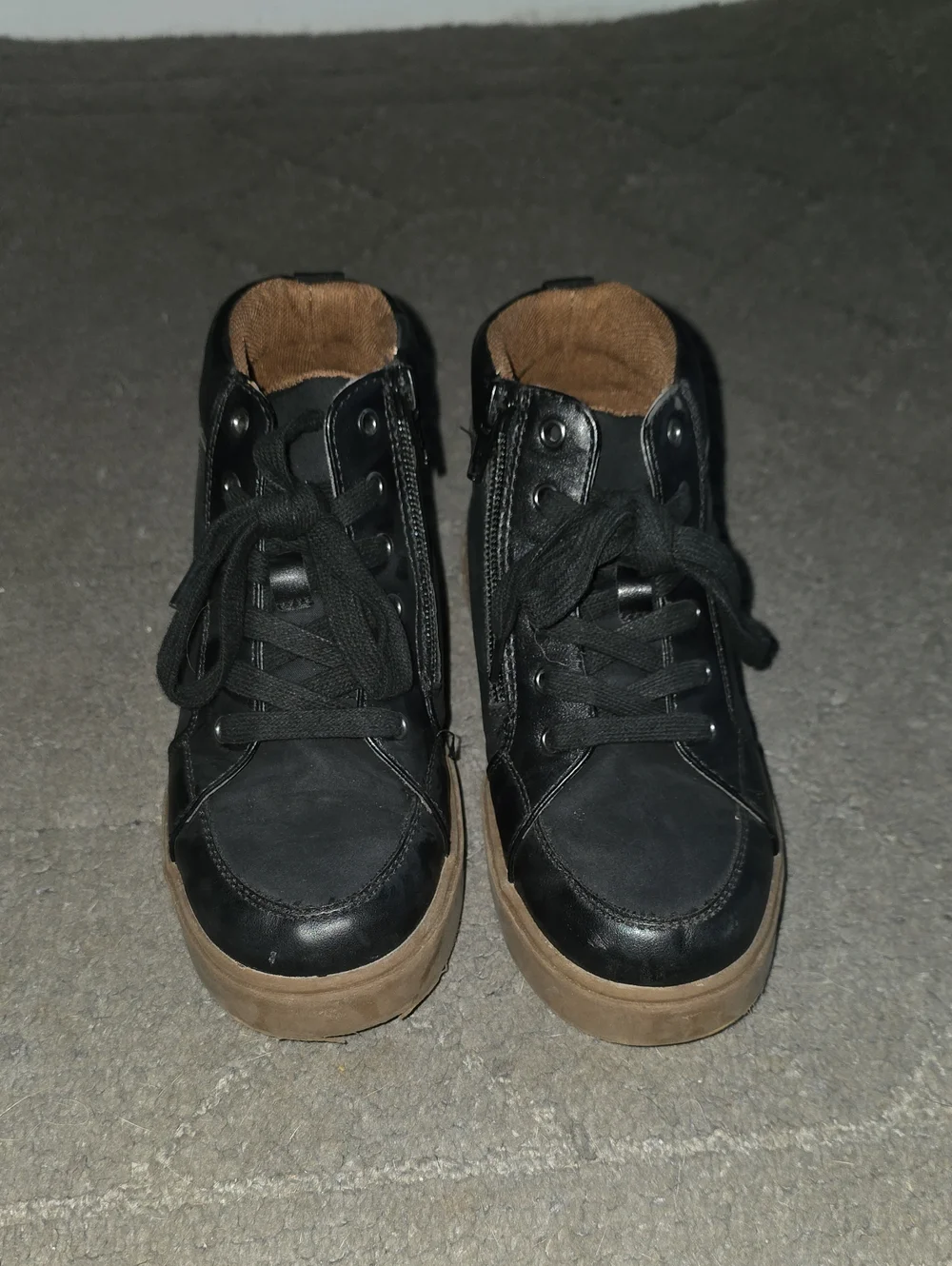 Kids Black High-Top Boots with Tan Sole